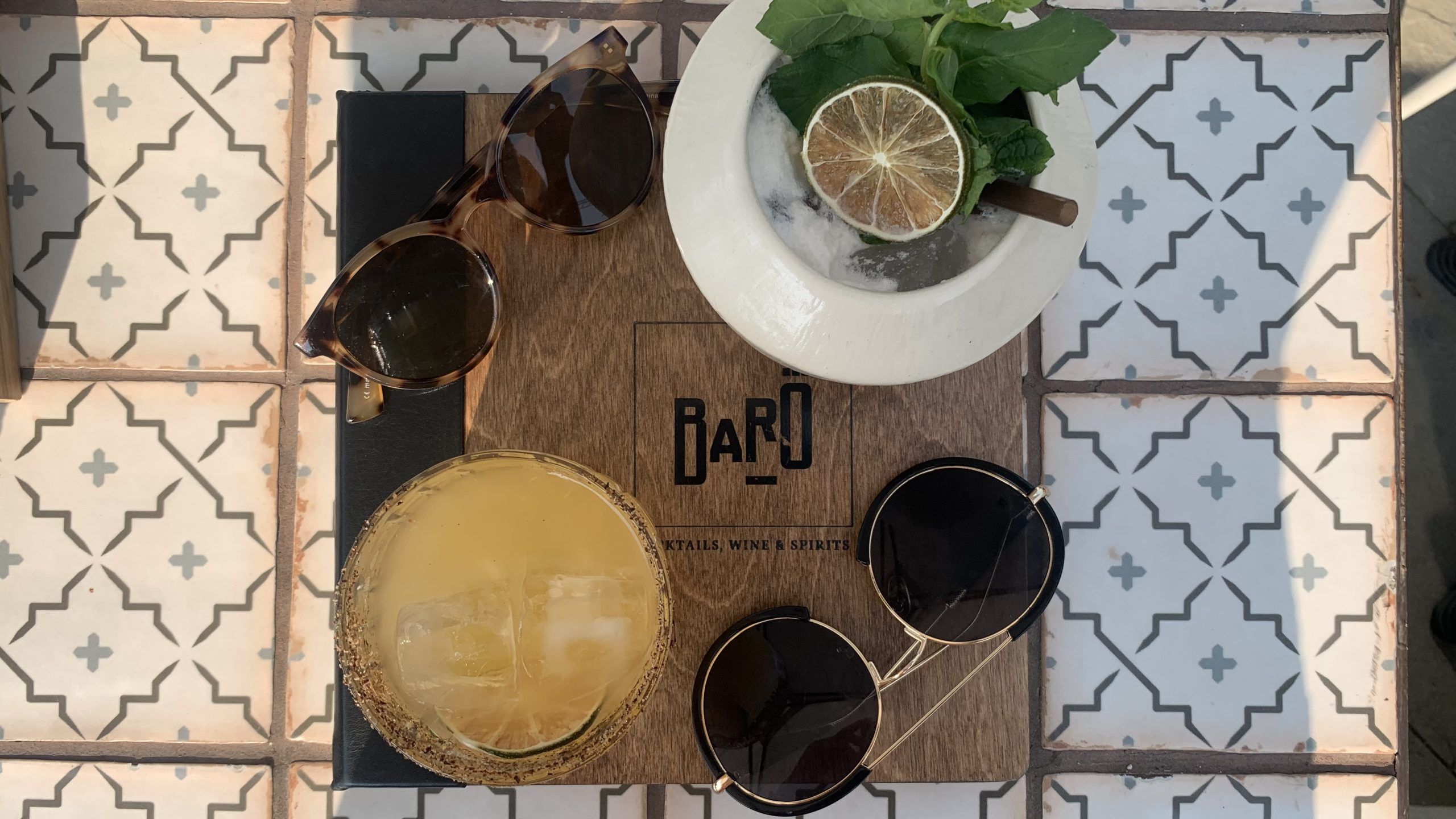 Baro menu and cocktails